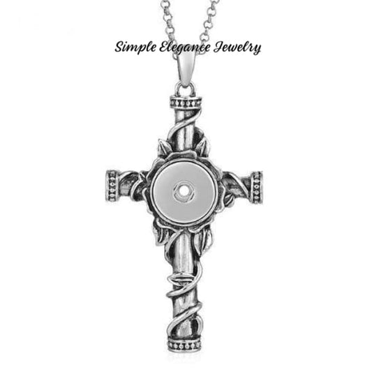 Large Cross Snap Necklace-Chain 20mm Snaps - Snap Jewelry