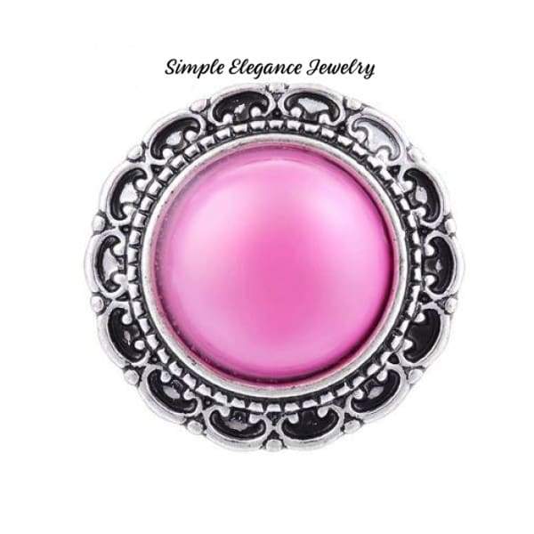 Filigree Edge Metal-Rhinestone Snap 20mm for Snap Charm Jewelry - Pink - Snap Jewelry