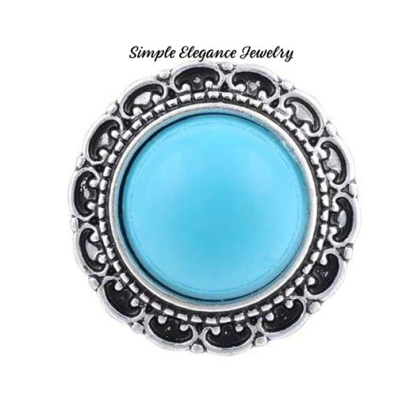 Filigree Edge Metal-Rhinestone Snap 20mm for Snap Charm Jewelry - Turquoise - Snap Jewelry
