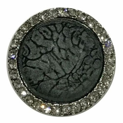 Large Gray Rhinestone Charm-22mm Snap-Snap Charm Jewelry - Snap Jewelry
