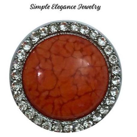 Large Orange Rhinestone Snap Charm 24mm - Snap Jewelry