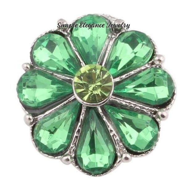 Large Rhinestone Flower Snap Button 20mm - Green - Snap Jewelry