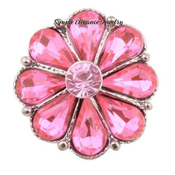 Large Rhinestone Flower Snap Button 20mm - Pink - Snap Jewelry