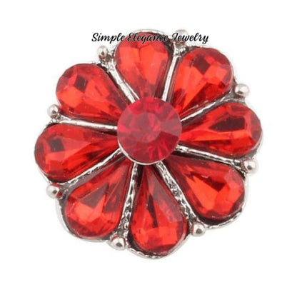 Large Rhinestone Flower Snap Button 20mm - Red - Snap Jewelry
