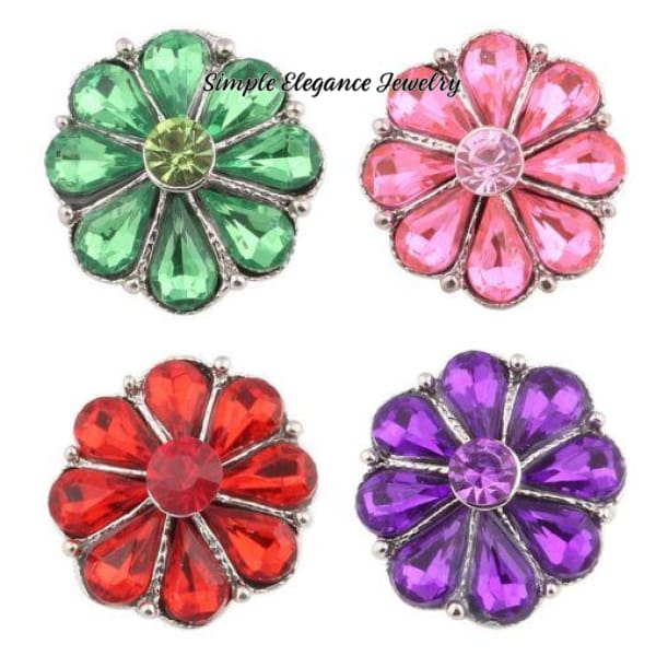 Large Rhinestone Flower Snap Button 20mm - Snap Jewelry