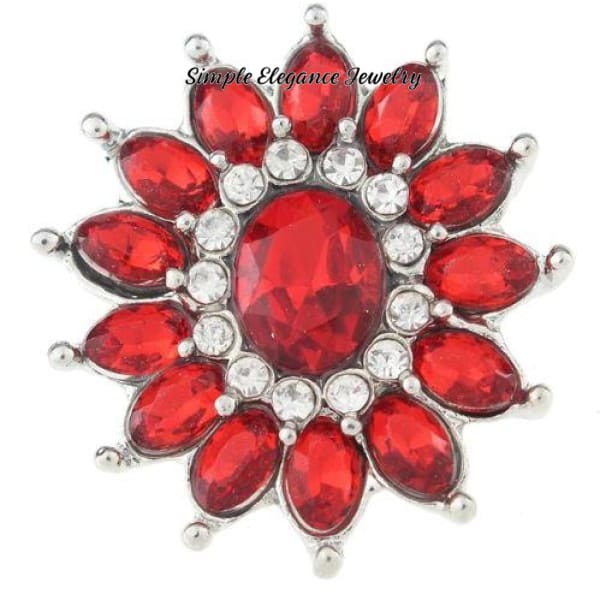 Large Rhinestone Snap Charm 22mm for Snap Charm Jewelry - Red - Snap Jewelry