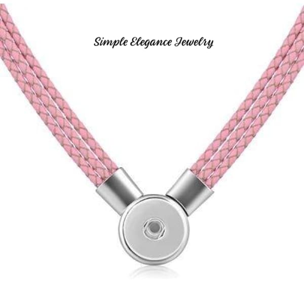 Leather Magnetic Necklace-Triple Strand 20mm for Snap Jewelry - Pink Triple Strand - Snap Jewelry