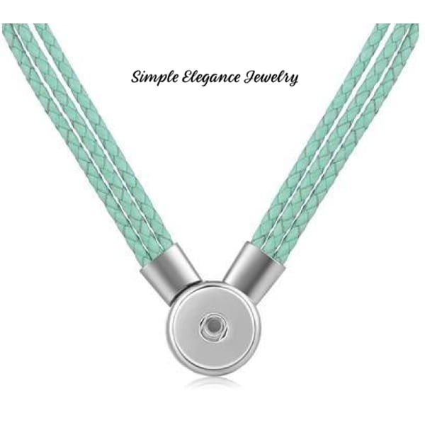 Leather Magnetic Necklace-Triple Strand 20mm for Snap Jewelry - Seafoam Triple Strand - Snap Jewelry