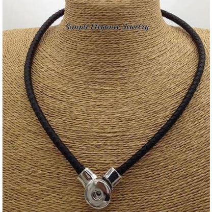 Leather Single Strand Magnetic Snap Necklace - Black - Snap Jewelry