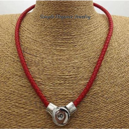 Leather Single Strand Magnetic Snap Necklace - Red - Snap Jewelry