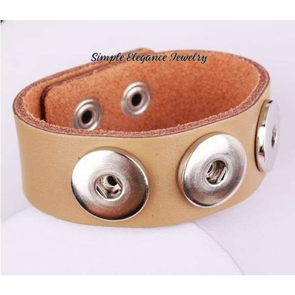 Leather Triple Snap Bracelet for 18-20mm Snaps - Taupe - Snap Jewelry