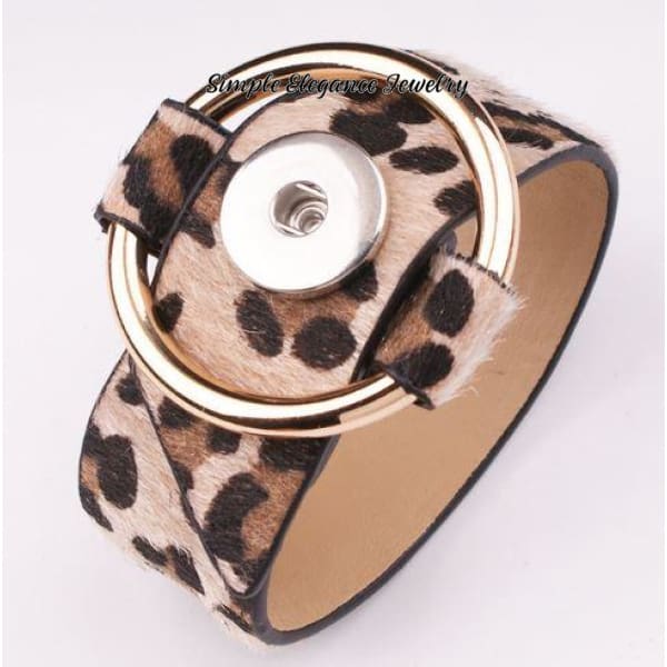 Leopard Print Buckle Bracelet for Snap Charm Jewelry 20mm Snaps - Snap Jewelry