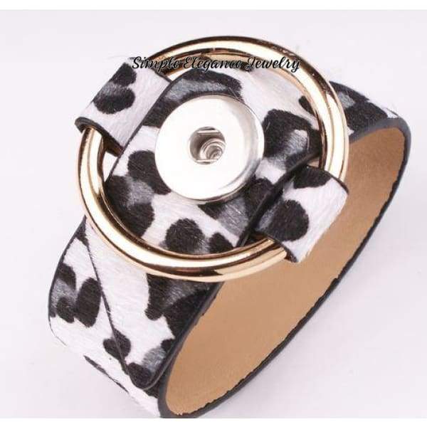 Leopard Print Buckle Bracelet for Snap Charm Jewelry 20mm Snaps - Brown - Snap Jewelry
