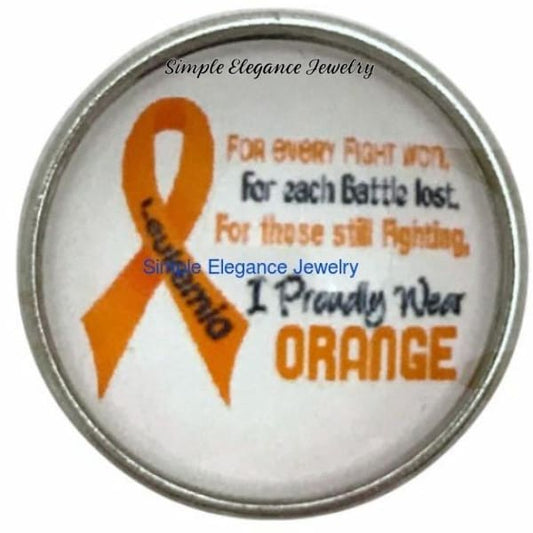 Leukemia Orange Ribbon Snap Charm 20mm - Snap Jewelry