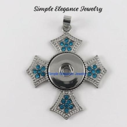 Light Blue Rhinestone Snap Cross for 18-20mm Snap Jewelry - Snap Jewelry
