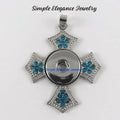 Light Blue Rhinestone Snap Cross for 18-20mm Snap Jewelry - Snap Jewelry