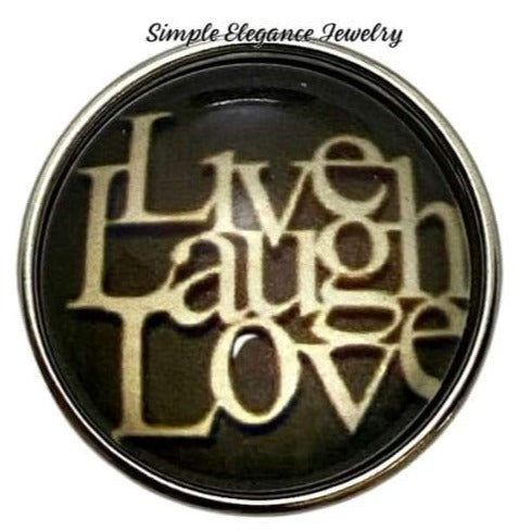 Live Laugh Love Brown Snap Charm 20mm - Snap Jewelry