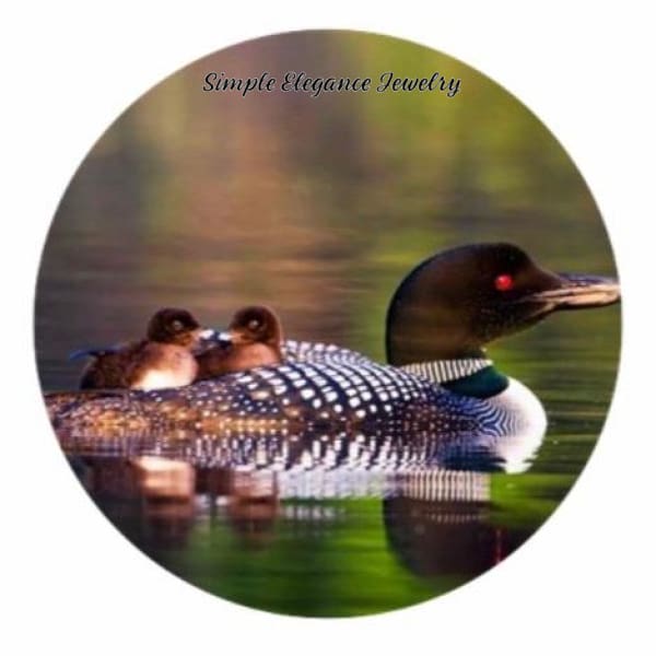 Loon Duck and Babies Snap Charm 20mm - Snap Jewelry