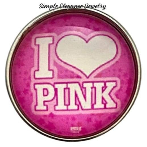 Love Pink Snap Charm 20mm - Snap Jewelry
