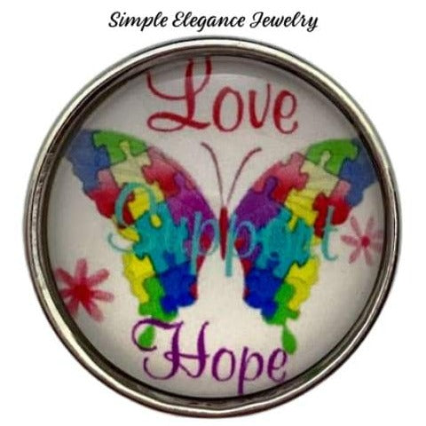 Love Support Hope Butterfly Autism Snap - Snap Jewelry