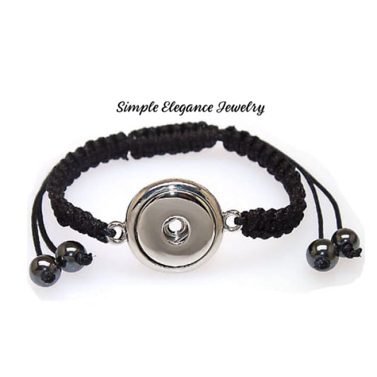 Macramé Cord Bracelet Adjustable) Black Smooth - Snap Jewelry