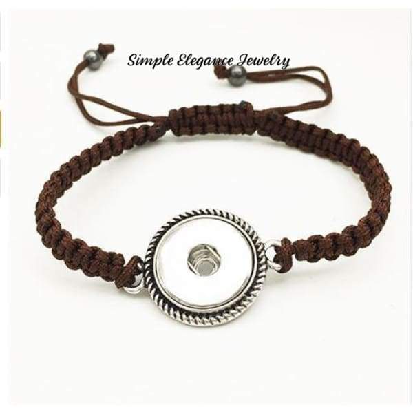 Macrame Cord 20mm Snap Bracelet ( Adjustable ) Brown - Snap Jewelry