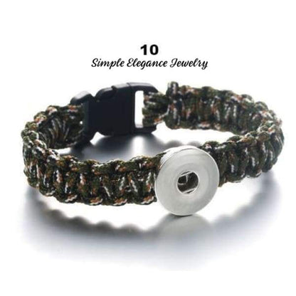 Macrame Cord Single Snap Bracelet 20mm Snap - 10 - Snap Jewelry