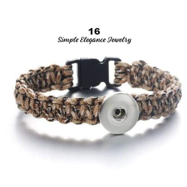 Macrame Cord Single Snap Bracelet 20mm Snap - 16 - Snap Jewelry