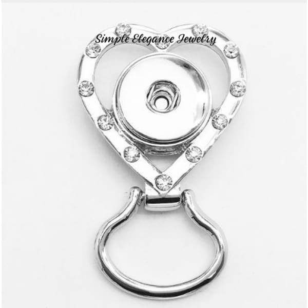 Magnetic Badge-Eye Glass Holder 18-20mm Snaps - Rhinestone Heart - Snap Jewelry