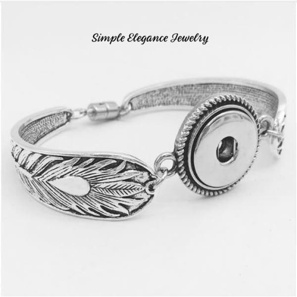 Magnetic Feather Spoon Style Single Snap Bracelet 18mm-20mm Snaps - Snap Jewelry