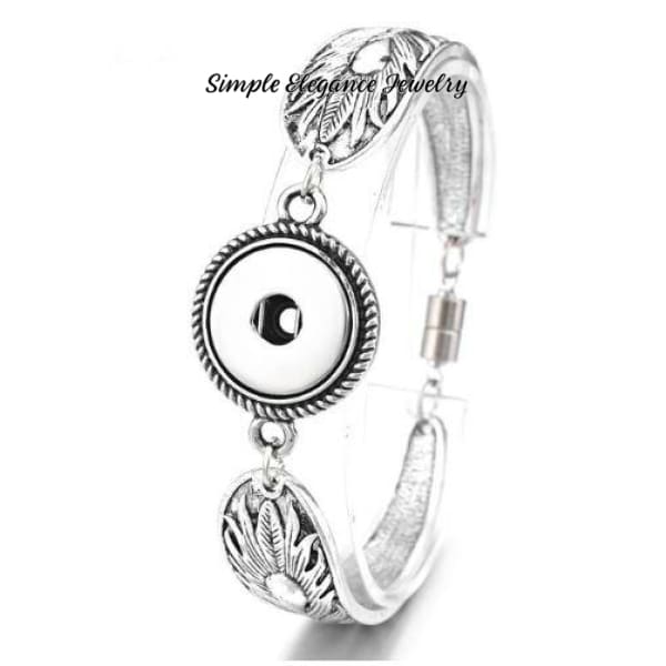 Magnetic Feather Spoon Style Single Snap Bracelet 18mm-20mm Snaps - Snap Jewelry