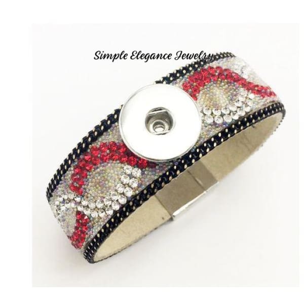 Magnetic Rhinestone Felt Snap Bracelet 20mm - Snap Jewelry