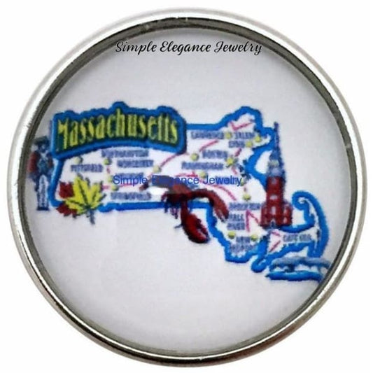 Massachusetts State Snap 20mm for Snap Charm Jewlery - Snap Jewelry