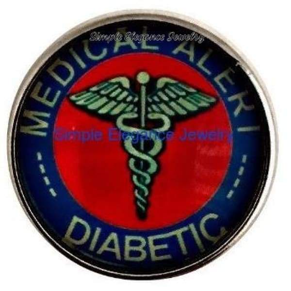 Medical Alert Diabetic Snap Charm 20mm - Snap Jewelry
