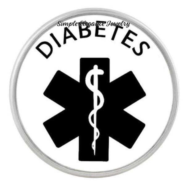 Medical Alert Snap Charms 20mm for Snap Jewelry - Diabetes - Snap Jewelry