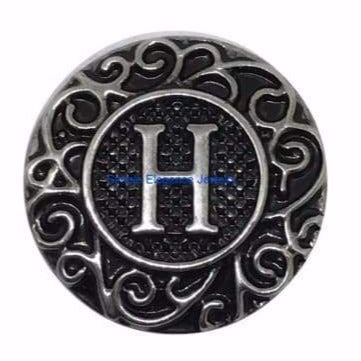 Metal Alphabet Snap A-Z 18mm - H - Snap Jewelry