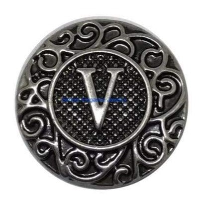 Metal Alphabet Snap A-Z 18mm - V - Snap Jewelry