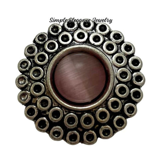 Metal Circle Pink Cat Eye Snap Charm 20mm - Snap Jewelry