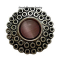 Metal Circle Pink Cat Eye Snap Charm 20mm - Snap Jewelry