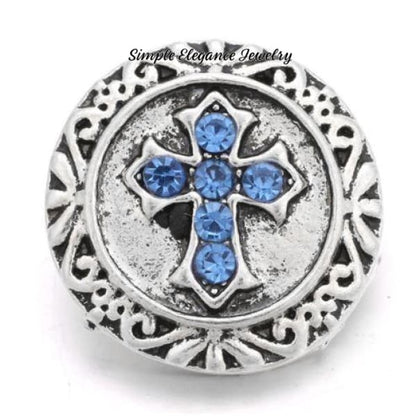 Metal Filigree Cross Snap 20mm for Snap Jewelry - Blue - Snap Jewelry