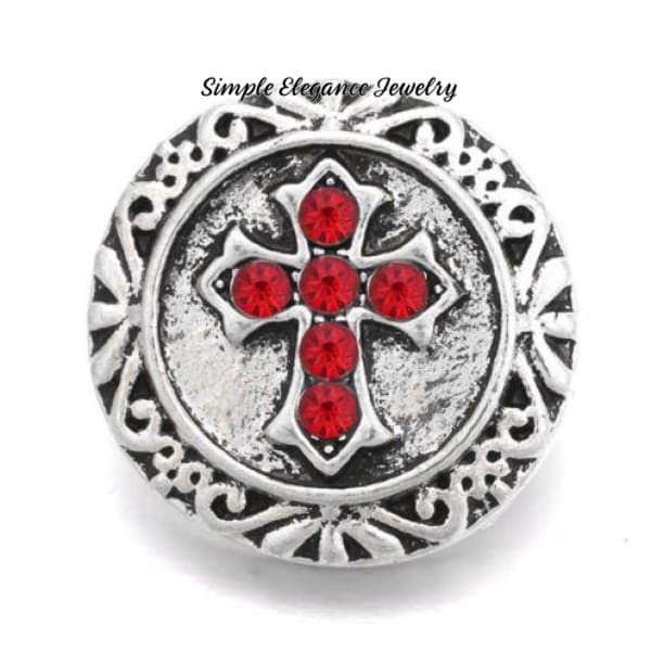 Metal Filigree Cross Snap 20mm for Snap Jewelry - Red - Snap Jewelry