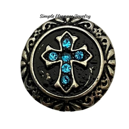 Metal Filigree Cross Snap 20mm for Snap Jewelry - Turquoise - Snap Jewelry