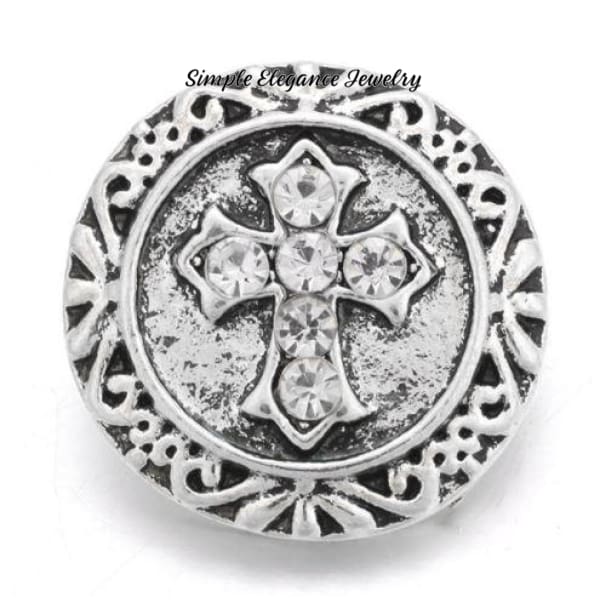 Metal Filigree Cross Snap 20mm for Snap Jewelry - White - Snap Jewelry