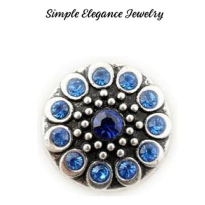 Metal Rhinestone Birthstone 18mm Snap Charm - Blue - Snap Jewelry