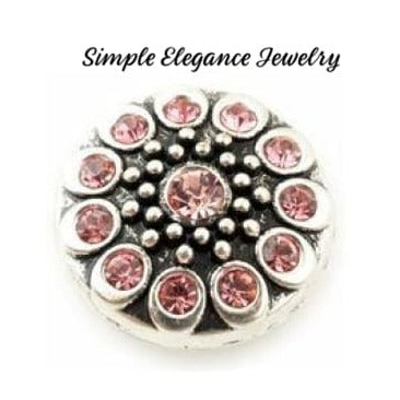 Metal Rhinestone Birthstone 18mm Snap Charm - Pink - Snap Jewelry