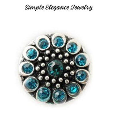 Metal Rhinestone Birthstone 18mm Snap Charm - Turquoise - Snap Jewelry