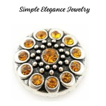 Metal Rhinestone Birthstone 18mm Snap Charm - Yellow - Snap Jewelry