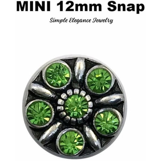 MINI 12mm Green Rhinestone Snap Charm - Snap Jewelry