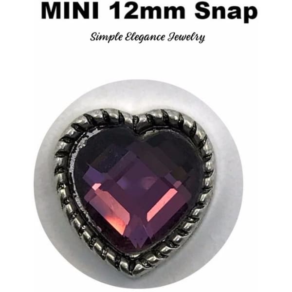 MINI 12mm Purple Heart Snap Charm - Snap Jewelry