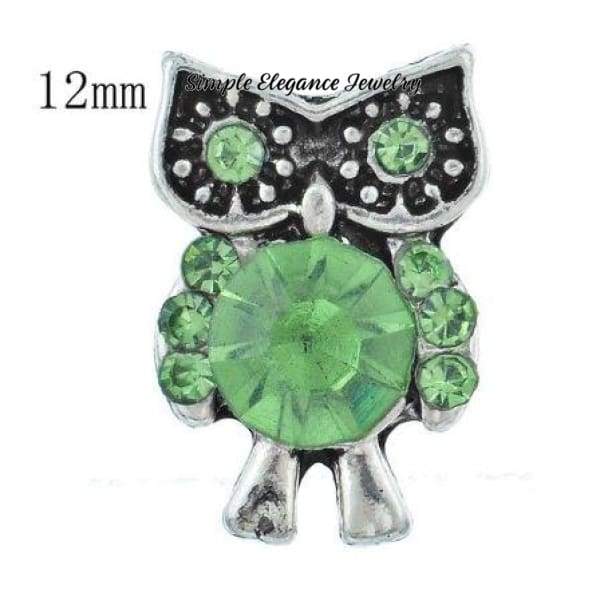 MINI 12mm Owl Snap Charm - Green - Snap Jewelry